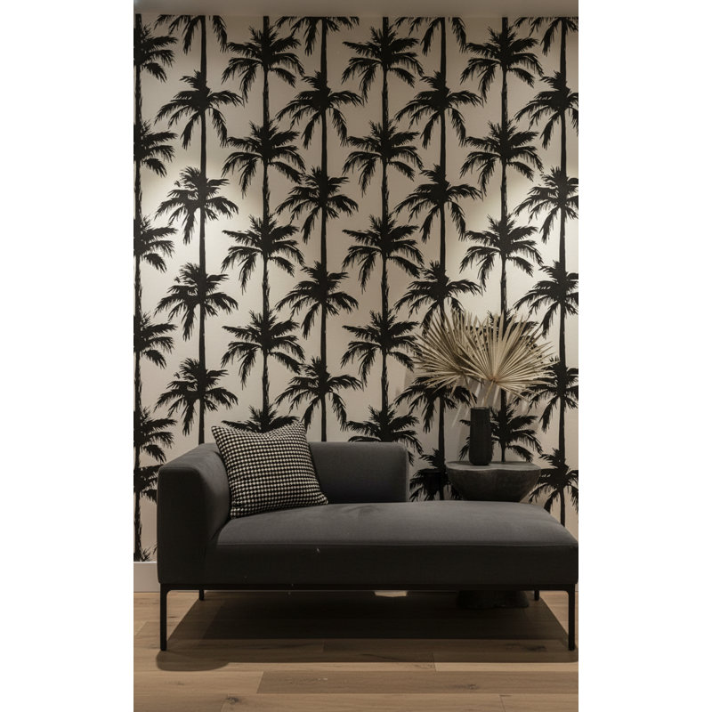 Papier peint palmiers, silhouette murale tropicale, décoration murale moderne