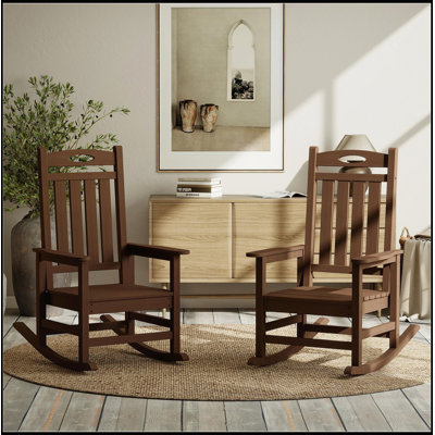 Set of 2 Oversized HDPE Outdoor Rocking Chair Set for Patio, Porch, and Garden Use