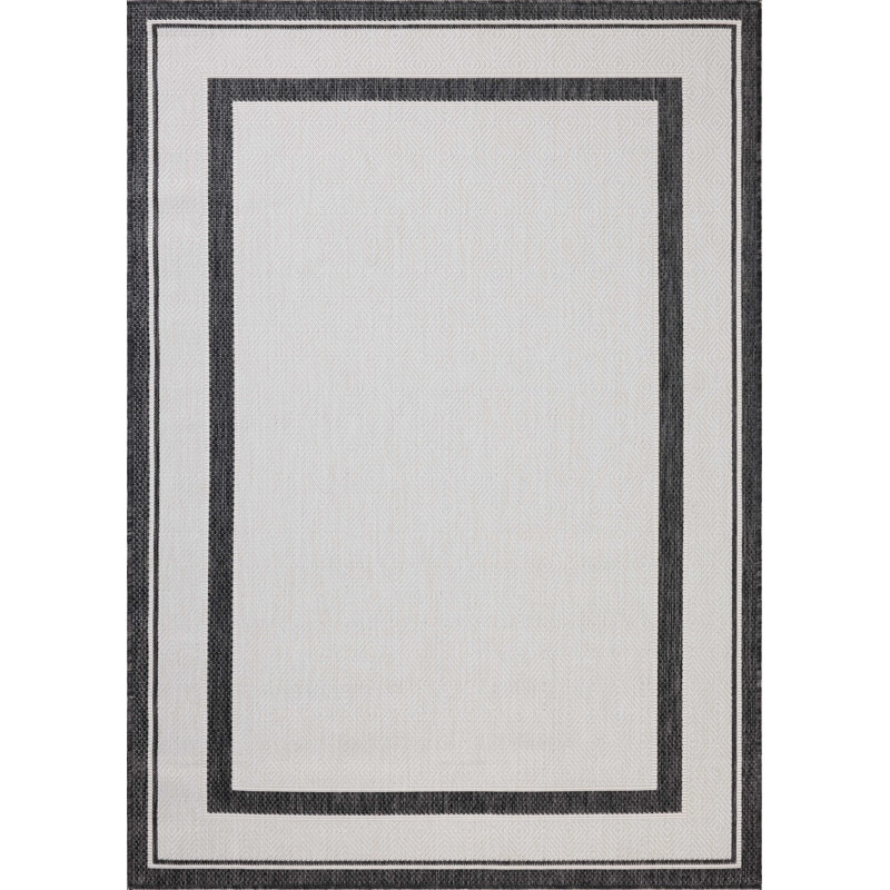 Loloi Easton Onyx / Ivory Indoor / Outdoor Area Rug, Rectangle 5'3" x 7'6"