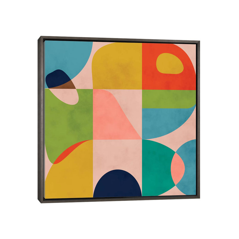 «Modern Mid Century Spring» par Ana Rut Bré - impression d'art graphique, Toile avec cadre gris, Aucun mat