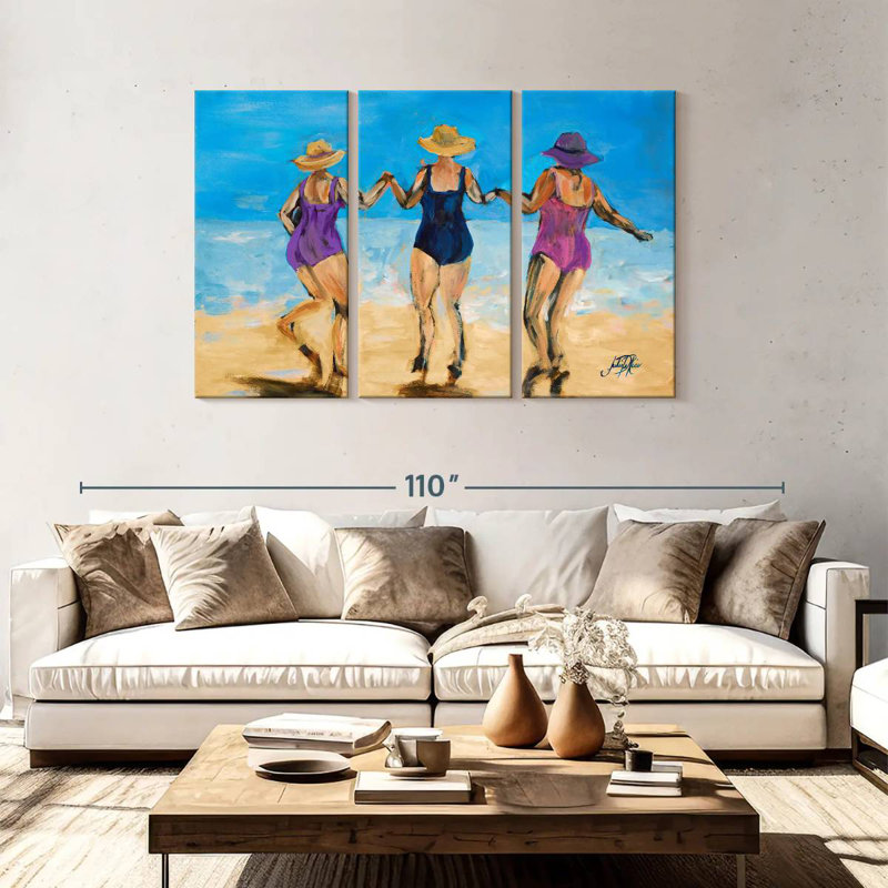 Mesdames Leisha sur la plage II, H 48 po x l 74 po