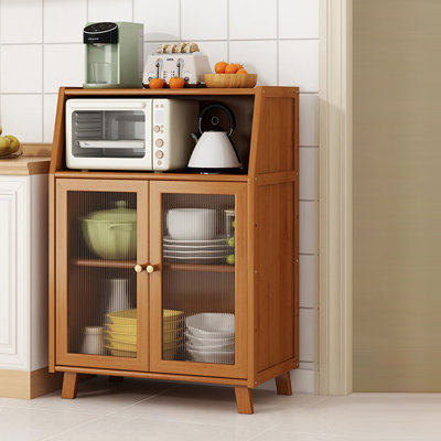 Kitchen Pantry Sideboard bamboo Storage Cabinet Standing Storage Shelf