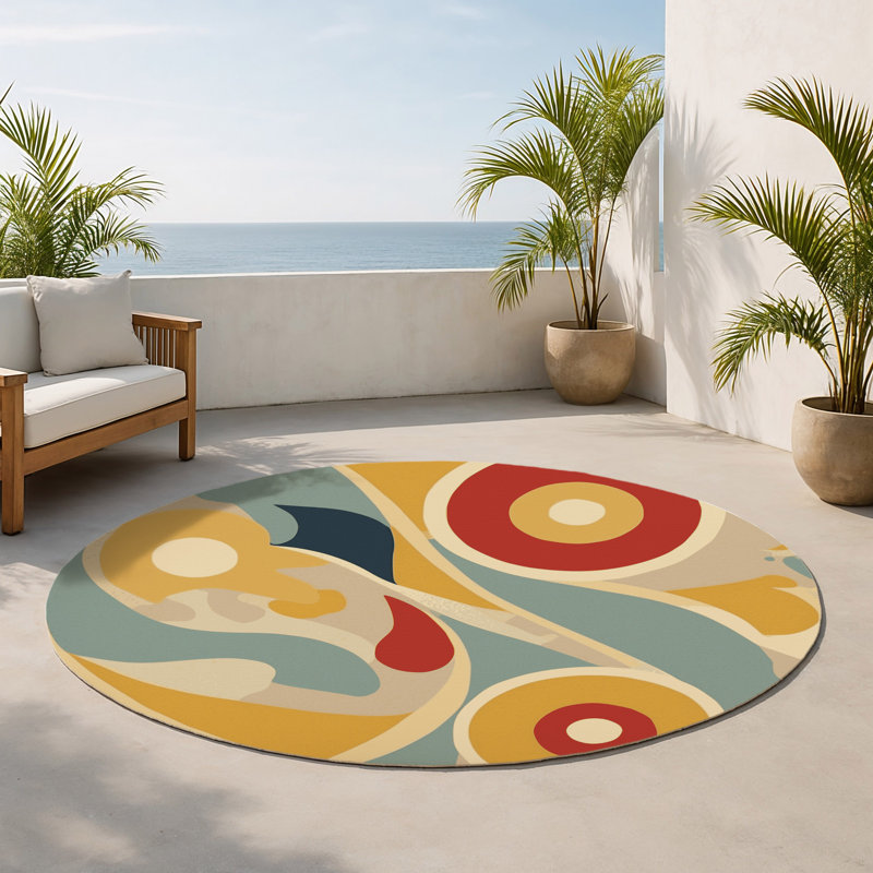 Tapis intérieur et extérieur Cheeky Spark, Rond 5 pi
