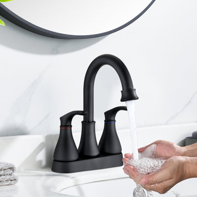 2-handle Bathroom Faucet with Drain Assembly