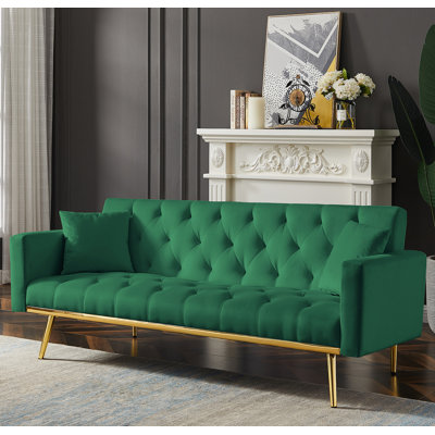 Twin 73.2'' Wide Tufted Back Convertible Sofa