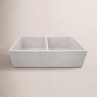 Birch Lane™ Lester 18'' W Double Bowl Fireclay Farmhouse Kitchen Sink