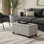 Banc repose-pieds rectangulaire avec rangement capitonné en tissu d'apparence lin 33 po Sienna