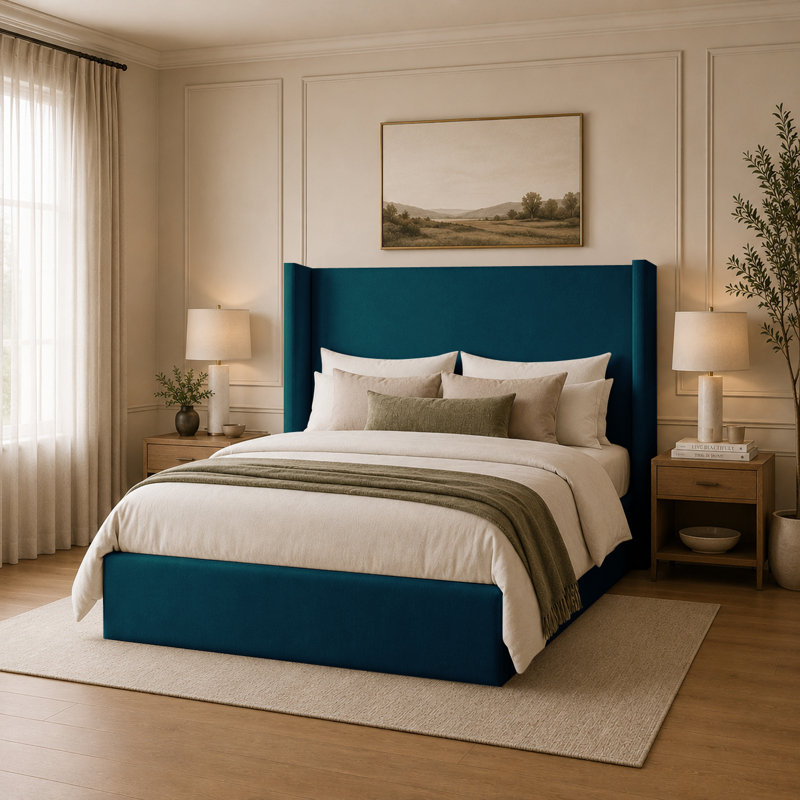 Upholstered Velvet Bed, Single (3'), Mallard
