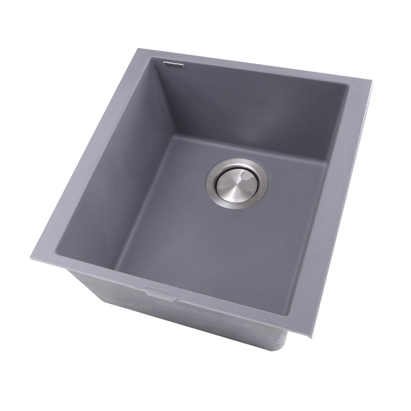 Plymouth 17'' L Single Bowl Granite Kitchen Sink, Titanium