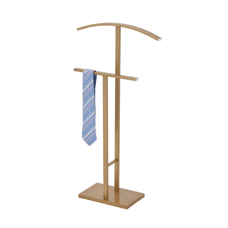 Modern Metal Suit Valet Stand, Clothes Rack Organizer with Jacket, Pants & Tie Holder, Space-Saving Garment Rack for Bedroom or Closet