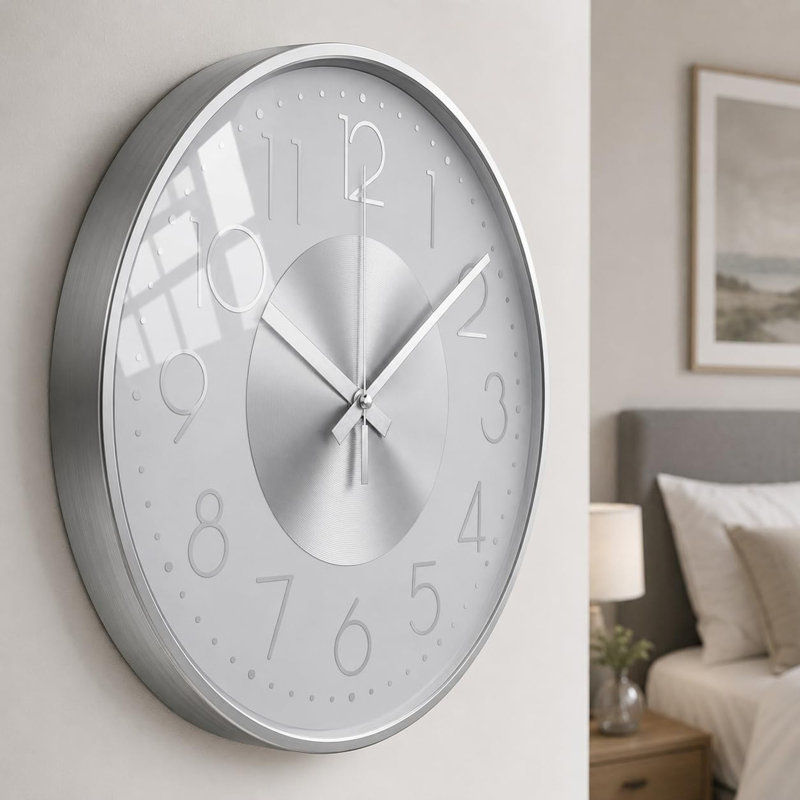 Wall Clock, Silver White