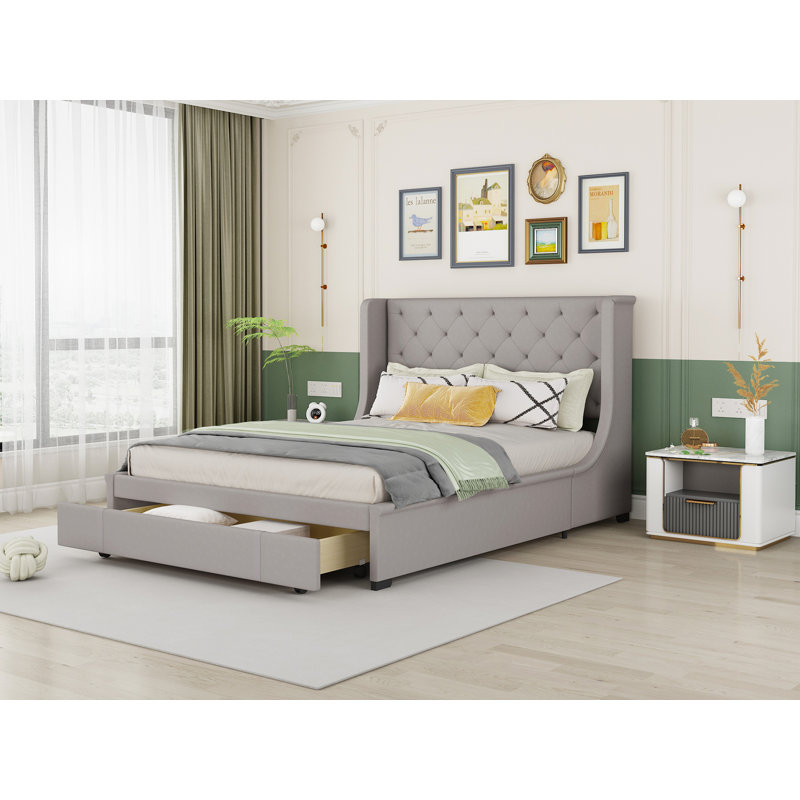 Grand lit plateforme avec rangement Bucher