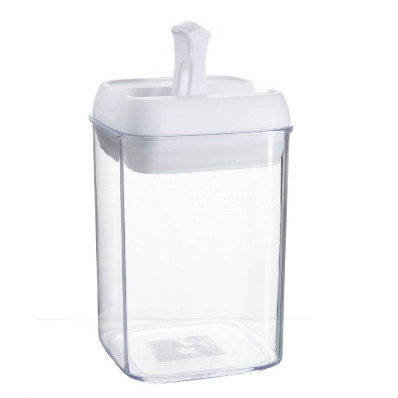 Argon Tableware - Food Storage Containers with Flip Lock Lid - Set of 6, 15.5cm H x 10cm W x 10cm D, White