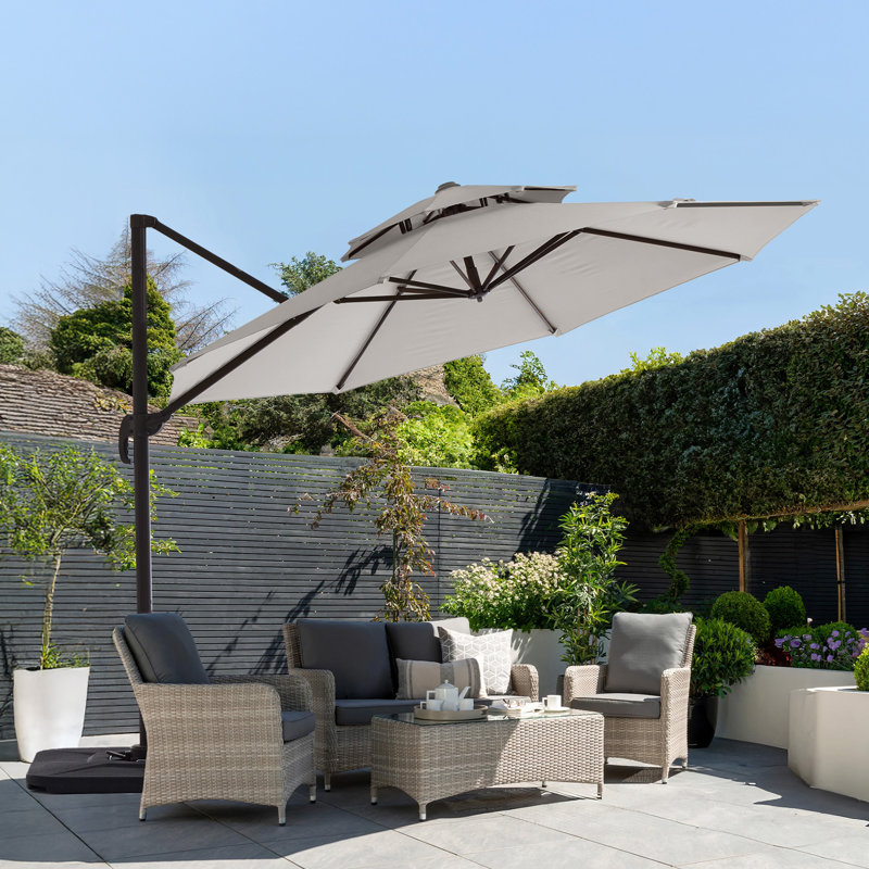 Parasol en porte-à-faux Pulk, L 132 po x P 132 po, Bleu paon