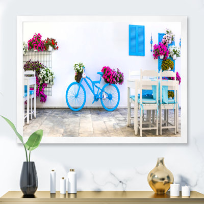 " Blue Old Bicycle With Flowers "