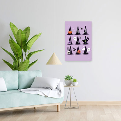 Witches Hats Whimsical Abstract Contemporary Bat Spider Landscape Nature Art