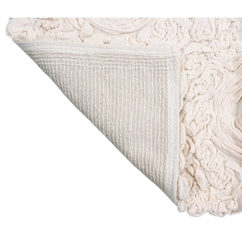 Skak Cotton Bath Rug, Ivory, 24" W x 40" L