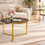 Ensemble de tables basses gigognes avec structure en métal doré, table basse ronde en verre trempé, table centrale moderne et glamour pour salon, 79,6 cm (31,34 po)