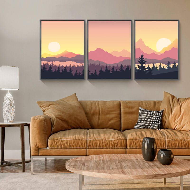 3 - Pieces, Black, 36" W x 16" H x 1.5" D