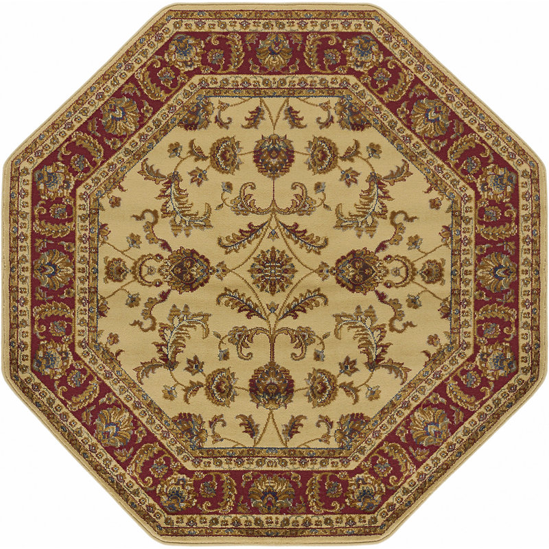Tapis beige Clarence - beige / rouge, Octogone 5 pi 3 po