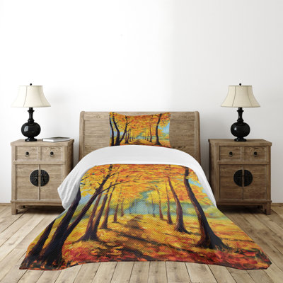 Ambesonne Country Bedspread Nature Park Autumn
