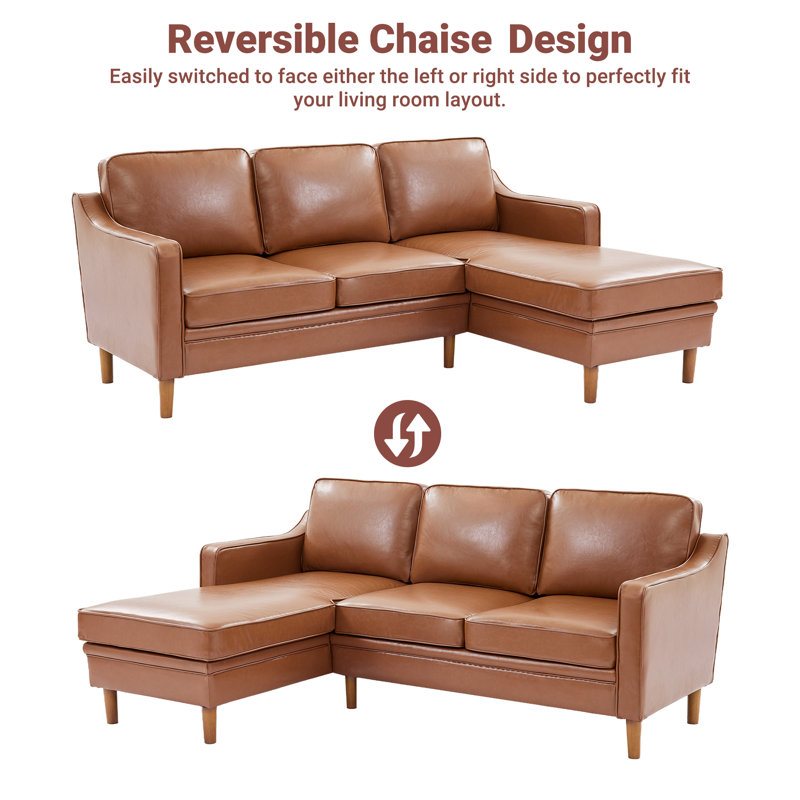 Azriah 2-Piece Reversible Sectional, Dark Brown Faux Leather
