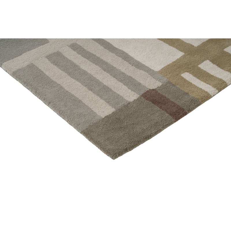 Monolith Handmade Wool Geometric Area Rug, Sandstone, Rectangle 6'7 x 9'2