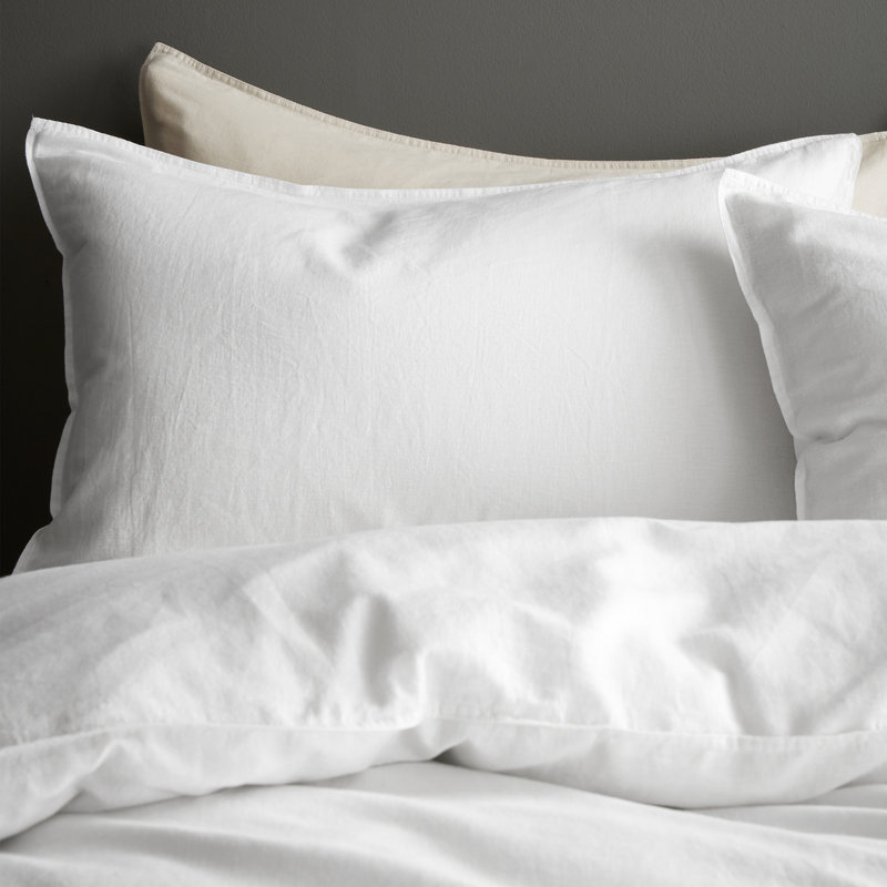 Relaxed Cotton Linen Duvet Cover Set, White, King - 2 Standard Pillowcases