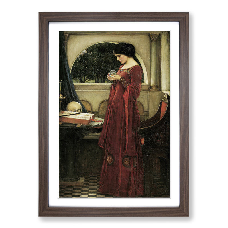 The Crystal Ball by John William Waterhouse - Framed Print, Walnut Framed, 65cm H x 48cm W x 2cm D
