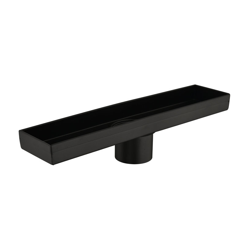 Caniveau de douche linéaire, 30 cm, acier inoxydable, noir mat, couvercle carrelable réversible