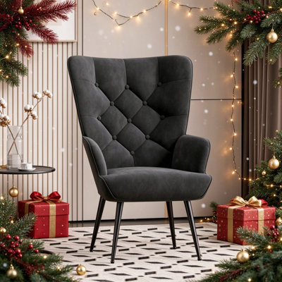 Bastoam 50Cm Wide Tufted Velvet Wingback Chair