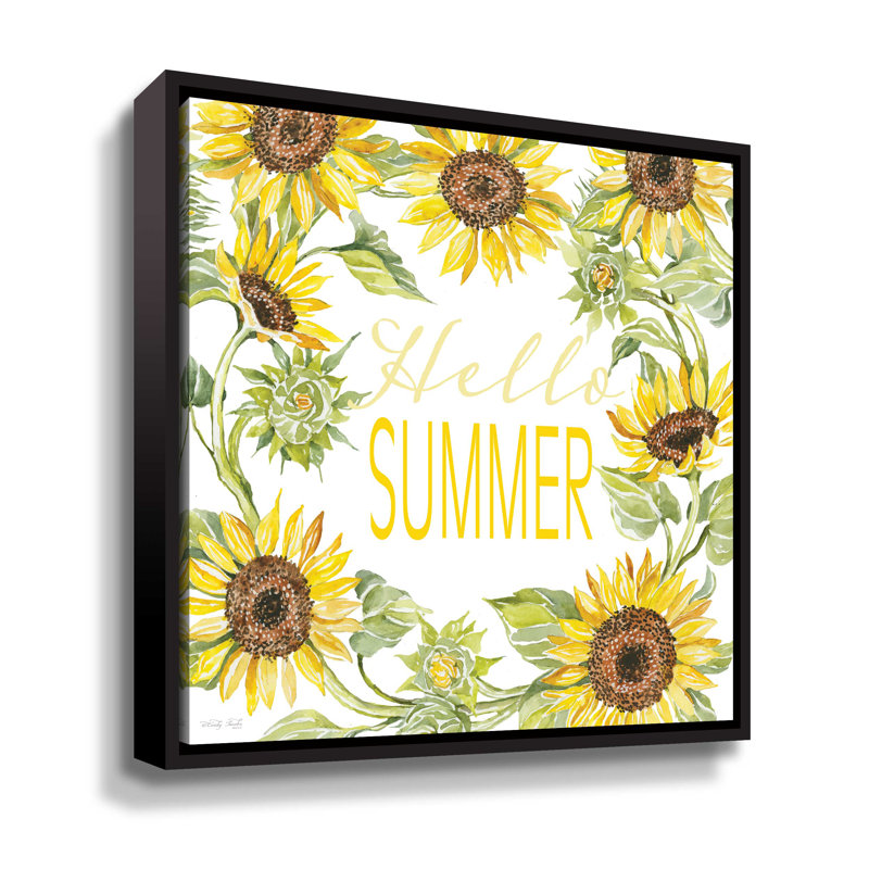 " Hello Summer " Painting Print, Black Floater Frame Canvas, 14" H x 14" W x 2" D