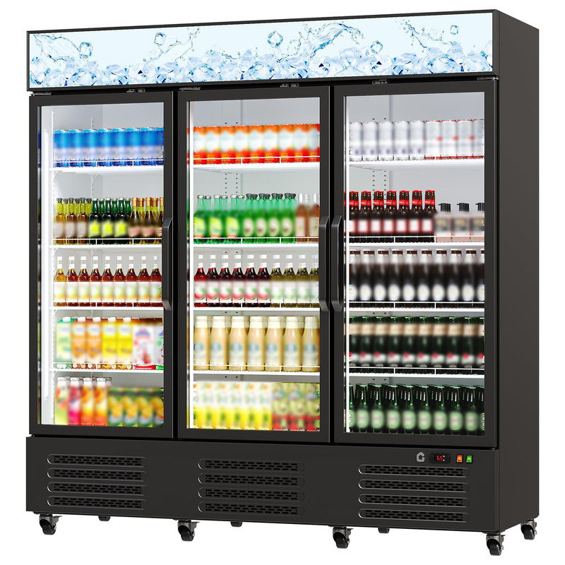 55 Cu Ft Commercial Beverage Refrigerator With Three Glass Doors