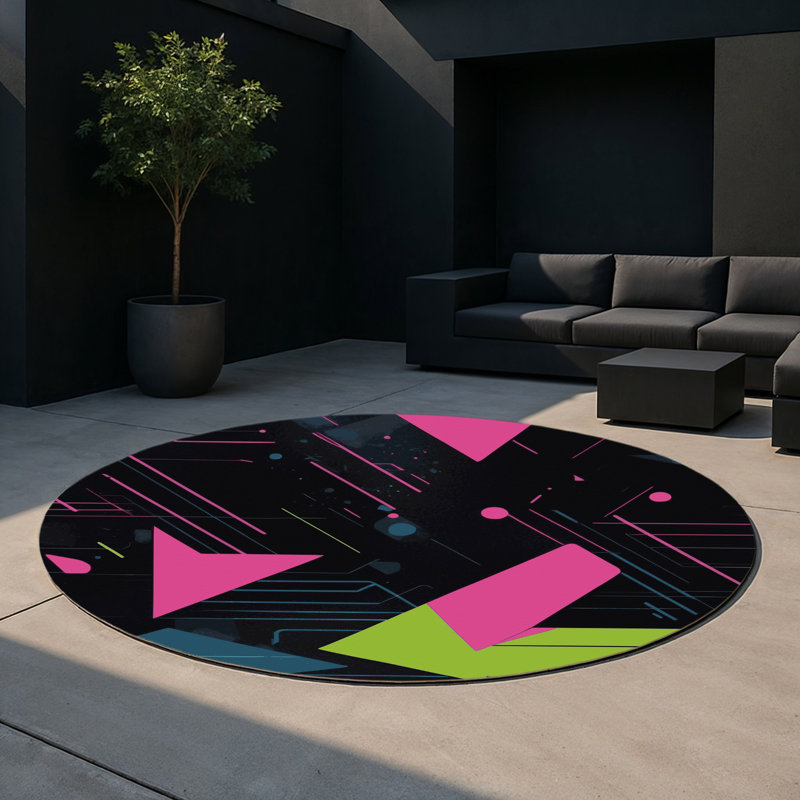 Synth Horizon Indoor And Outdoor Area Rug, Round 5'