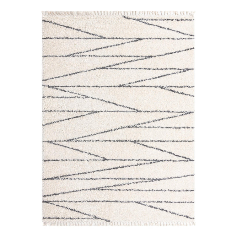Tapis rayé blanc / gris Abrahams