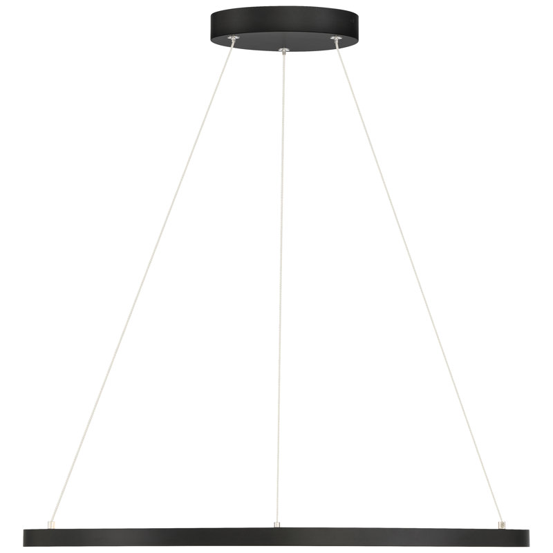 Boyu 1 - Light LED Unique/Statement Pendant, 0.75" H x 15.75" W x 15.75" D, Matte Black