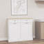 Two Drawers and Two-Compartment Tilt-Out Trash Cabinet Kitchen Trash Cabinet-White-1307775467