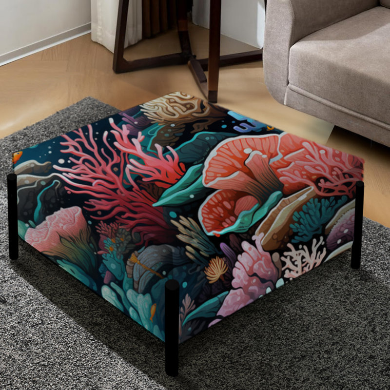 Coral Reef - motif tropical - grand repose-pieds carré tropical