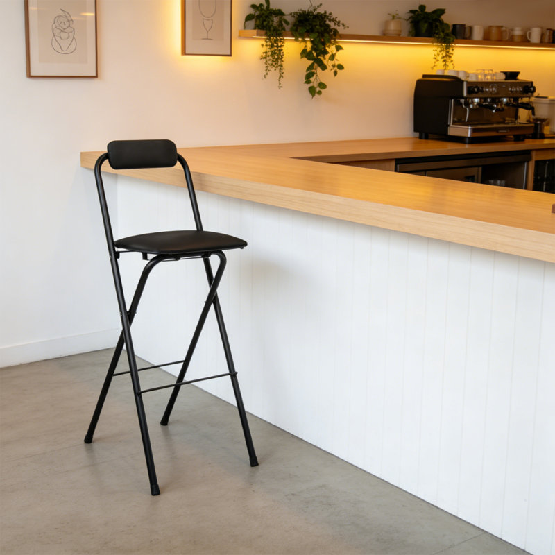 Tabouret de bar portatif pliant avec tabourets hauts (1 pièce, 27,56 pouces), Noir, noir, noir, noir