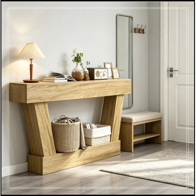 Narrow Console Table with Storage Shelf