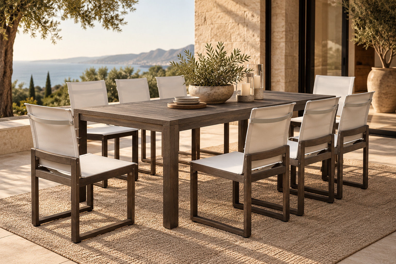 Joly 87" Eucalyptus Patio Dining Set