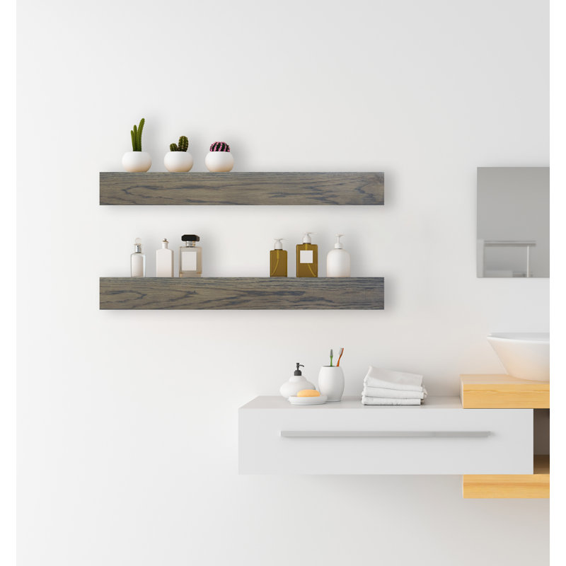 Tablette flottante 2 pièces Jaid, Gris carbone, H 5 po x l 39 po x P 6 po