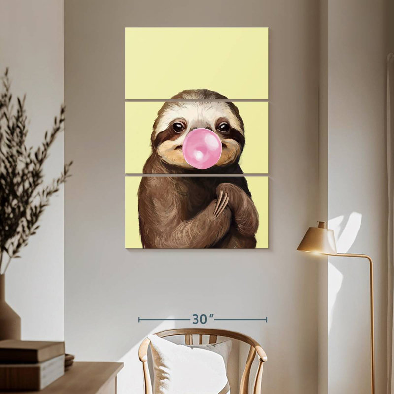 Ketti Bubble Gum Sloth I, 65" H x 42" W