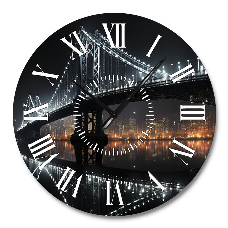 Pont de lumière noir - horloge murale, Grand