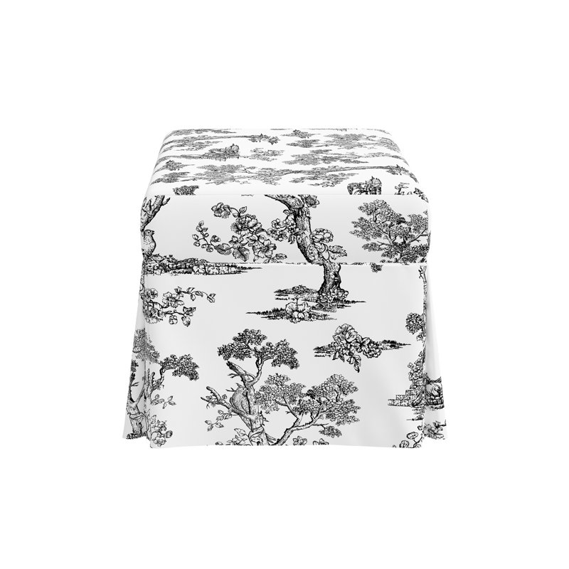 Red from Scalamandre Crafted by Cloth & Company Norwalk Upholstered Storage Bench in Patterns, Scm Toile Noir Linen