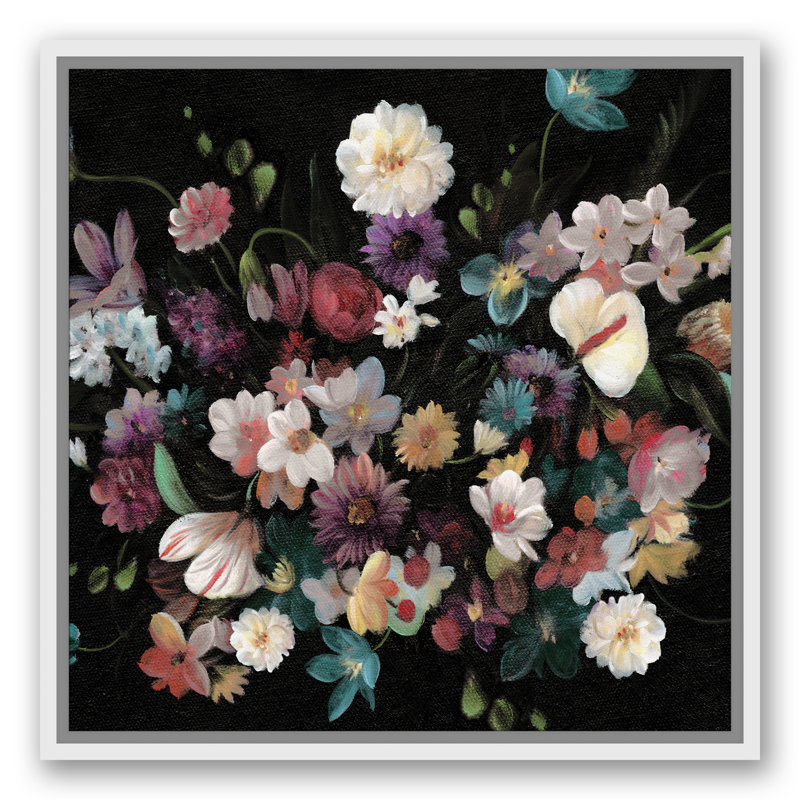 «Dramatic Moody Florals», reproduction sur toile flottante, L 21,75 po x H 21,75 po