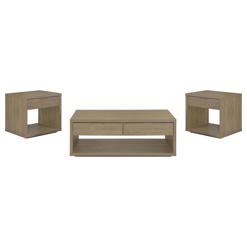 Ensemble de table basse et de bout avec rangement Latte 3 pièces Ingram, 3 pièces: 2 tables de bout, table basse