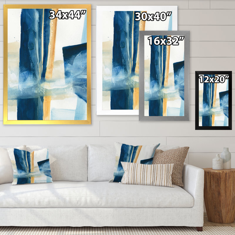 « indigo panel iv », reproduction d’image sur toile, H 46 po x l 36 po x P 1,5 po, Cadre argenté