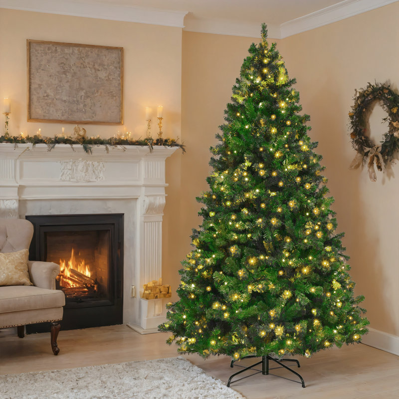 Arbre de Noël artificiel illuminé avec lumières, huit lumières, Blanc chaud, 6 pi