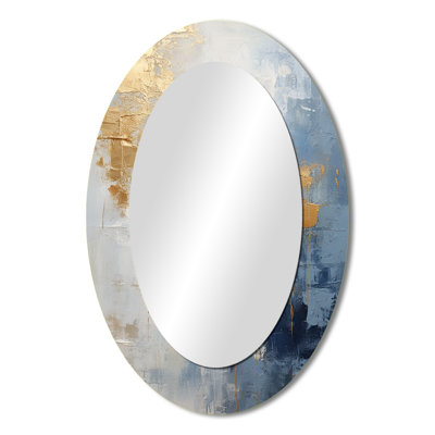 Beige And Gold Simple Winter Landscape - Landscapes Oval Decorative Mirror On Metal
